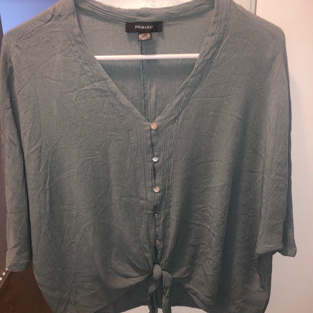 Primark Blouse size 8 olive green tie up front